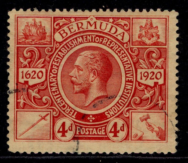 BERMUDA GV SG71, 4d red/pale yellow, FINE USED. Cat £48.