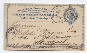 1885 New Orleans LA 2ct blue postal card to Germany [6525.373