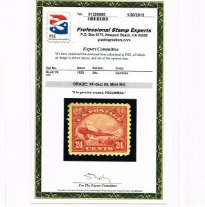 EXCELLENT GENUINE SCOTT #C6 MINT RG NH 1923 AIR POST CERT GRADED XF-SUPERB 95