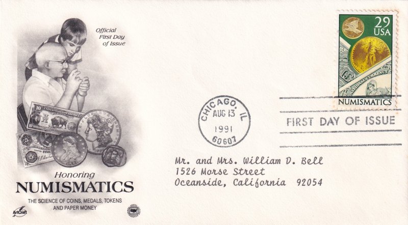 1991, Honoring Numismatics, Art Craft/PCS, FDC (E11435)