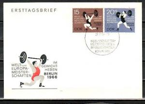 German Dem. Rep. Scott cat. 856, B143. Weightlifting issue. First day cover. ^