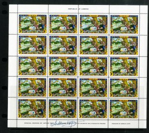 Liberia Stamps Arthur Szyk Signed Complete Full Color Sheet of 20 VF OG NH + LH