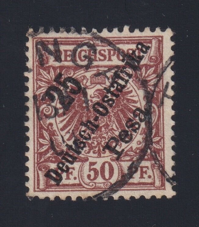 German East Africa Sc #10 (1896) 50pf Imperial Eagle TANGA CDS Used Signed BPP