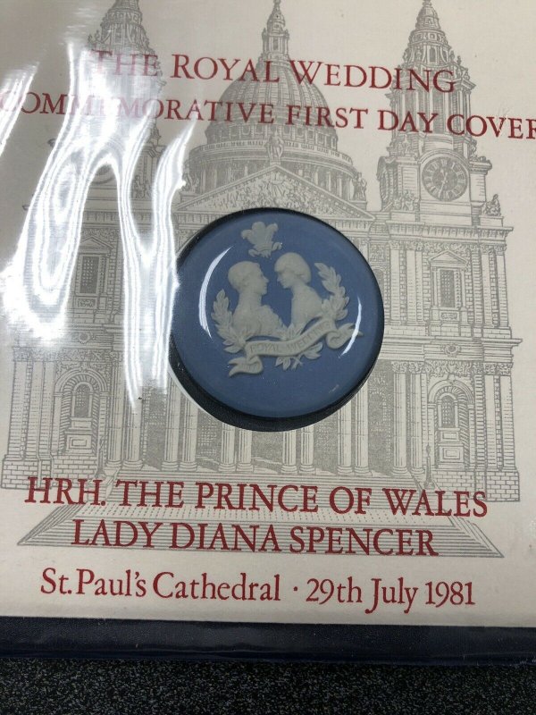 The Royal Wedding First Day Cover Stamp with Wedgewood Cameo Charles & Diana 