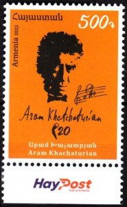 ARMENIA 2023-28 Celebrities Music: Khachaturian -120, Composer. Post Margin, MNH