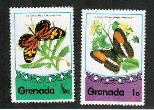 Grenada; Scott 660, 661; 1975;  Used; Butterflies