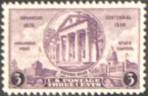 Scott #782 1936 3¢ Arkansas Centennial MNH OG VF/XF