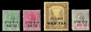 Bahamas SG96-99s Cat£170, 1918 War Tax, four values, overprinted Specimen, h...