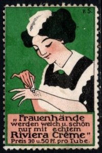 Vintage Germany Poster Stamp Women's Hands Become Soft Beautiful Riviera...