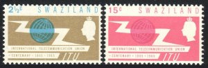 Swaziland 115-116, MNH. Intl. Telecommunication Union, cent. ITU Emblem, 1965