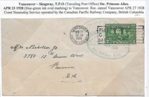 1928 Vancouver-Skagway T.P.O., Steamer Princess Alice to Vancouver, BC (56793)