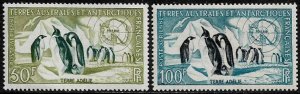 Fr. Southern and Antarctic Terr. #C1-2 MNH Set - Emperor Penguins and Map