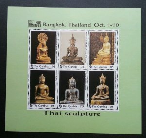 Gambia Thai Buddha Sculpture 1993 Statues Religion (ms) MNH *Thailand '93 Expo