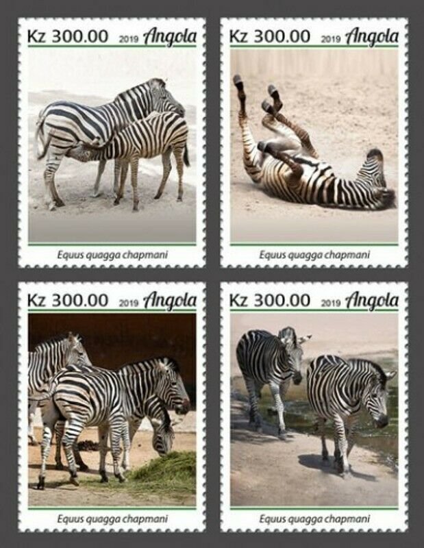 Angola - 2019 Chapman's Zebras on Stamps - 4 Stamp Set - ANG190220a 