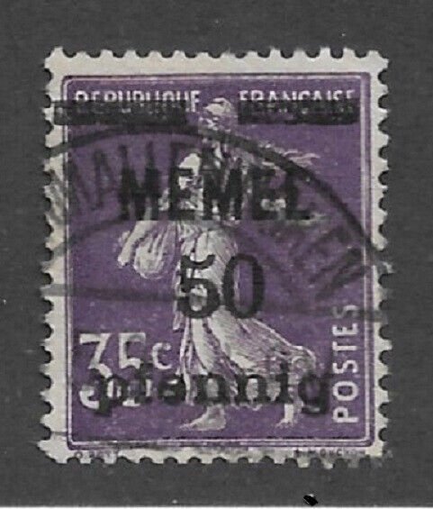 Memel 1920, 50pf on 35c, Scott # 23, VF Used