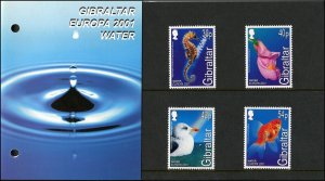 Gibraltar 2001 Sc 871-874 Water Goldfish Seahorse Seagull Snapdragon CV $9.25