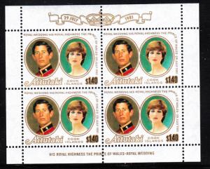 Aitutaki 1981 MNH Scott #249 Minisheet Royal Wedding $1.40 Royal Couple