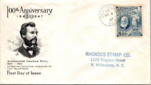 Canada 1947 FDC - 100th Anniversary AG Bell - Artcraft - Brantford, Ont - F78793