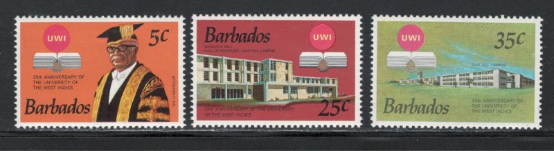 Barbados 1973 25th Anniversary of University of West Indies Scott # 388 - 390 MH