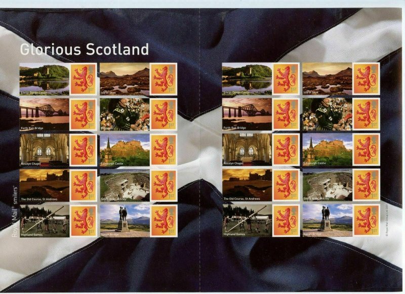 LS44 GB 2007 Glorious Scotland Smiler sheet UNMOUNTED MINT/MNH