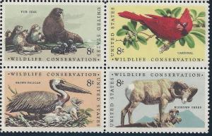 1464 67 Block 8cnt Wildlife Conservation Seal Cardinal Sheep