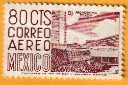 1952 MEXICAN 80c AIRMAIL SCOTT# MX C194 UNUSED /DISTURBED GUM