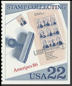 US 2201 Philately Collecting Presidents Miniature Sheet 22c single MNH 1986
