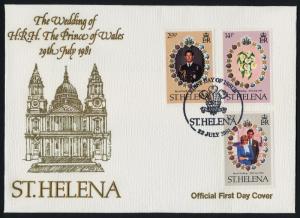 St Helena 353-5 on FDC Charles & Diana Wedding, Flowers