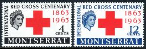 Montserrat 151-152, MNH Rotes Kreuz Hundertjahrfeier. Königin Elisabeth II, 1963