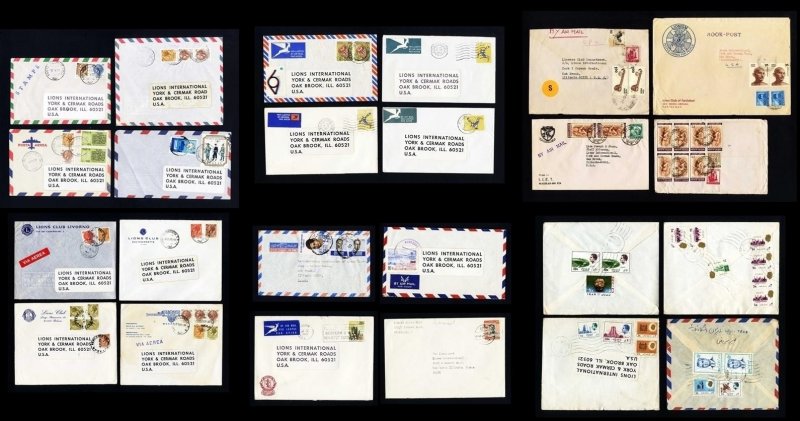 Lot of 240 Lions Club covers Worldwide to Lions International, Oakbrook, IL