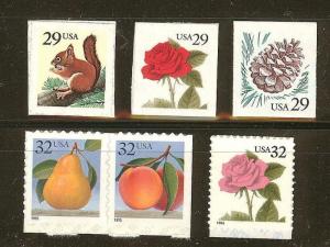 US Scott # 2489 - 2494 Set of 6 Flora & Fauna Stamps