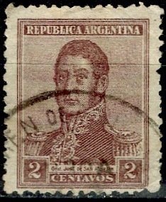 Argentina; 1917: Sc. # 233: Used Perf. 13 1/2 Single Stamp