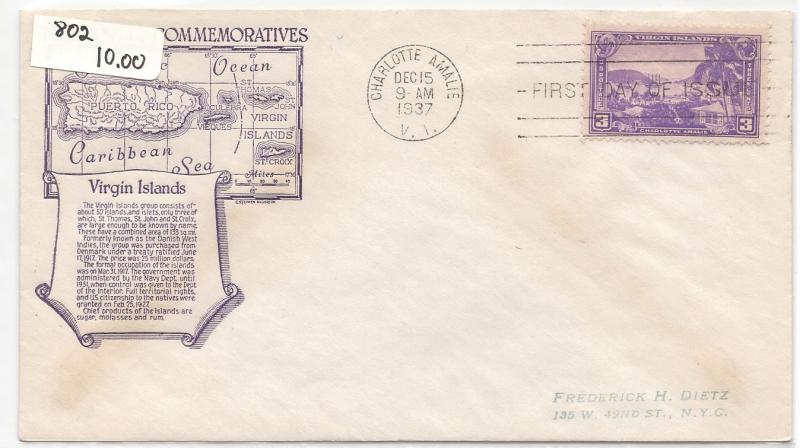 802 ADRESSED ANDERSON COLOR CACHET FDC VIRGIN ISLANDS