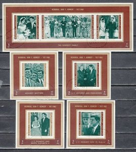 Manama, Mi cat. 800-806 C. President J. Kennedy`s Photos issue as S/Sheets. CTO