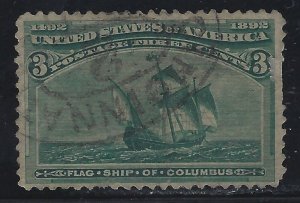 Scott # 232  Lot E319  3c Columbian Exposition  Used