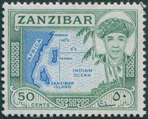 Zanzibar 1961 50c blue & grey-green SG381 CTO