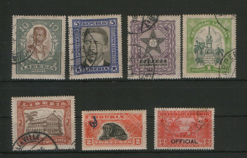 LIBERIA-7 USED STAMPS