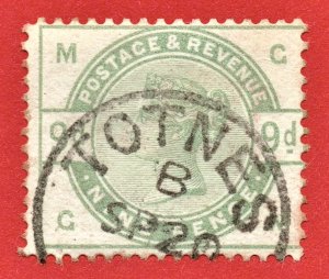 [mag384] GB 1883 SG 195 9d dull green with Superb TOTNES CDS