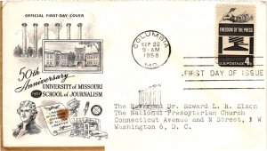 #1119 Freedom Of The Press – University of Missouri Journalism FIRST Cachet  