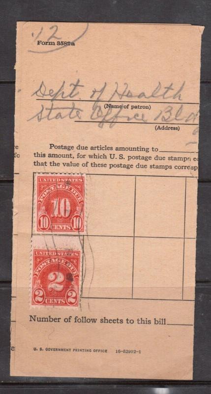 USA Providence Rhode Island 1954 Postage Due Bill