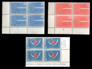 SWITZERLAND Helvetia 1957 Sc 363-364, 369 MNH Complete Set of Plate Blocks CV$17