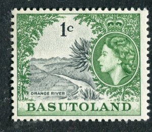 BASUTOLAND; 1961 early QEII Pictorial issue fine Mint hinged 1c. value