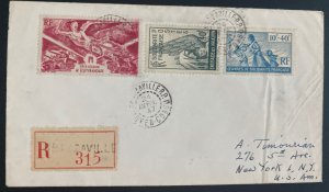 1947 Brazzaville French Congo Registered cover to New York USA