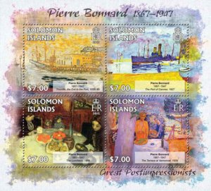 Solomon Islands - Art, Pierre Bonnard - 4 Stamp Sheet - 19M-168