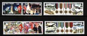 Isle of Man-Sc#635-42-unused NH set-WWII-V-E Day-Planes-Flags-1995-