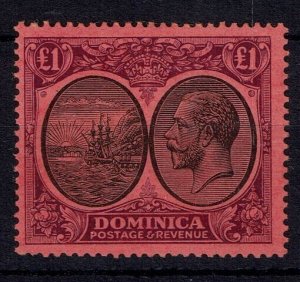 DOMINICA SG91 1923 £1 BLACK & PURPLE ON RED MNH (d)