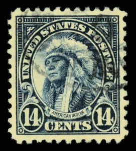 United States #565 Used  extremely fine   Cat$1 1923, 14¢ American Indian