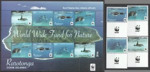 O0112 2016 Rarotonga Wwf Fauna Fish & Marine Life Reef Manta Ray 1Kb+Set Mnh