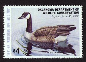 #2, Oklahoma State Duck stamp, SCV $17.50