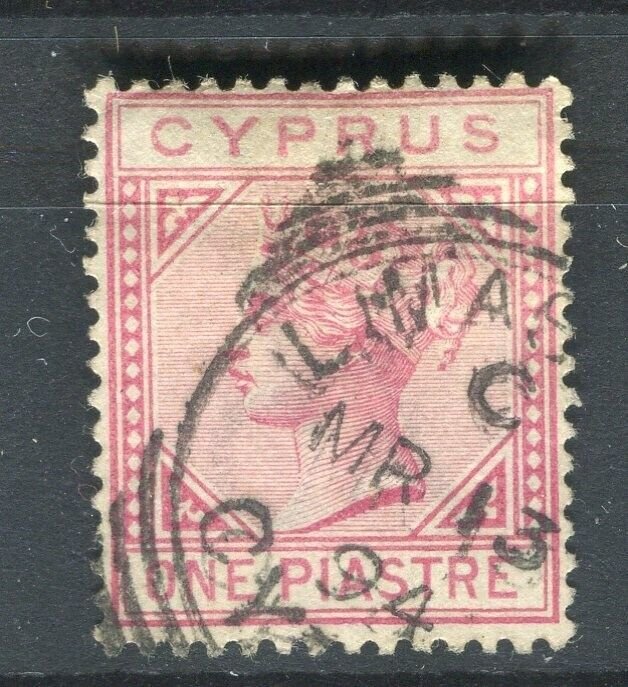 CYPRUS; 1890s early classic QV issue fine used 1Pi. value Postmark